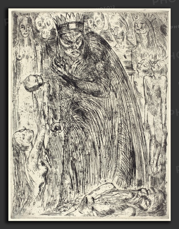 Wilhelm Lehmbruck, Macbeth V (The Vision of Lady Macbeth), German, 1881 - 1919, 1918, etching and drypoint