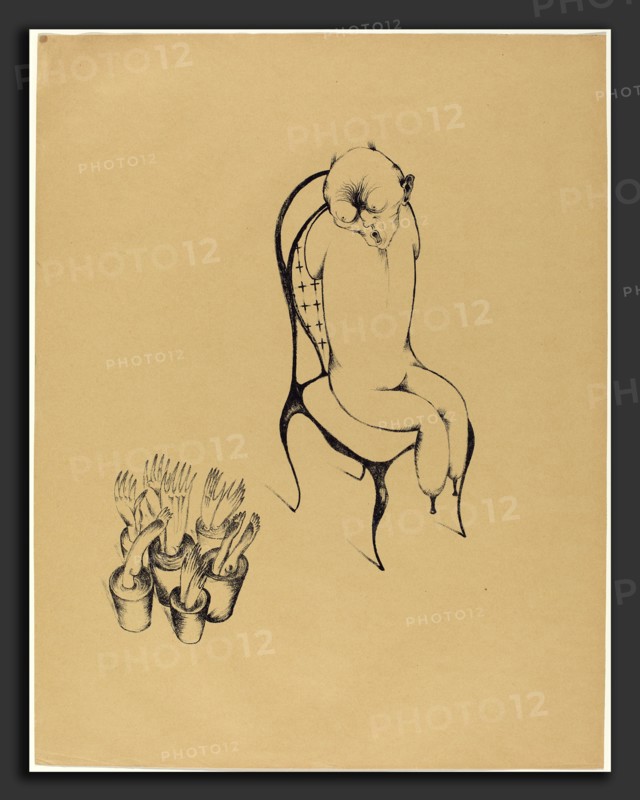 Heinrich Hoerle, HÃ¤llucinationen (Hallucinations), German, 1895 - 1936, 1920, lithograph on pale brown paper