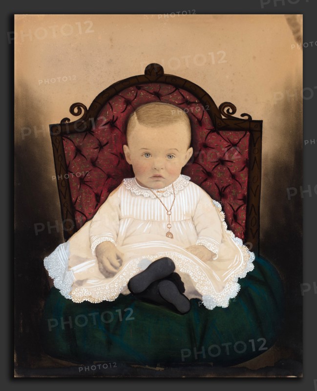 American 19th Century, Baby, 1880s, crayon enlargement