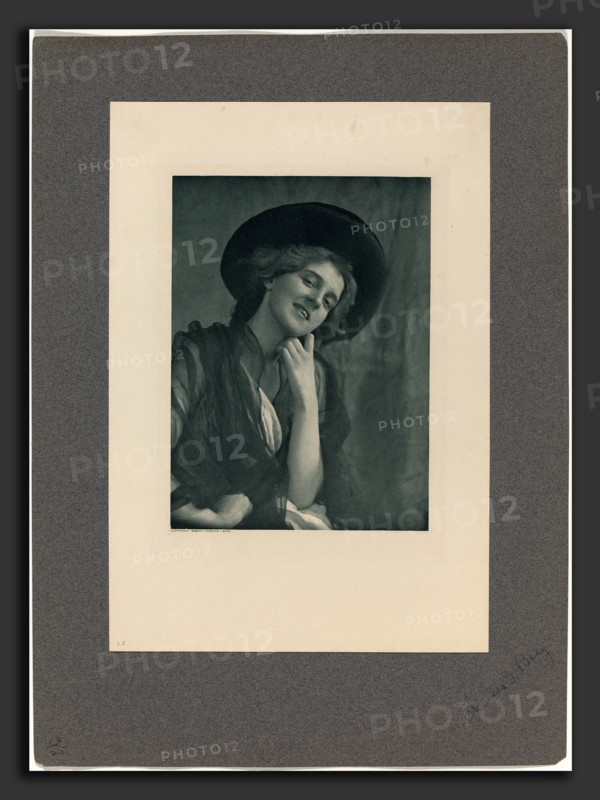 Charles I. Berg, Coquette, American, 1856 - 1926, 1901, photogravure in blue on chine collé mounted on white paper and on gray paper