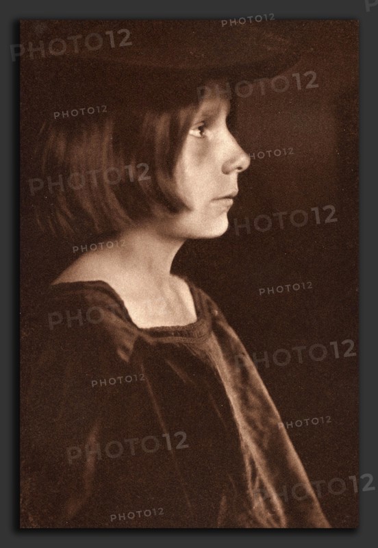 Gertrude KÃ¤sebier (American, 1852 - 1934), Florentine Boy, 1899, photogravure in sepia mounted on blue wove paper