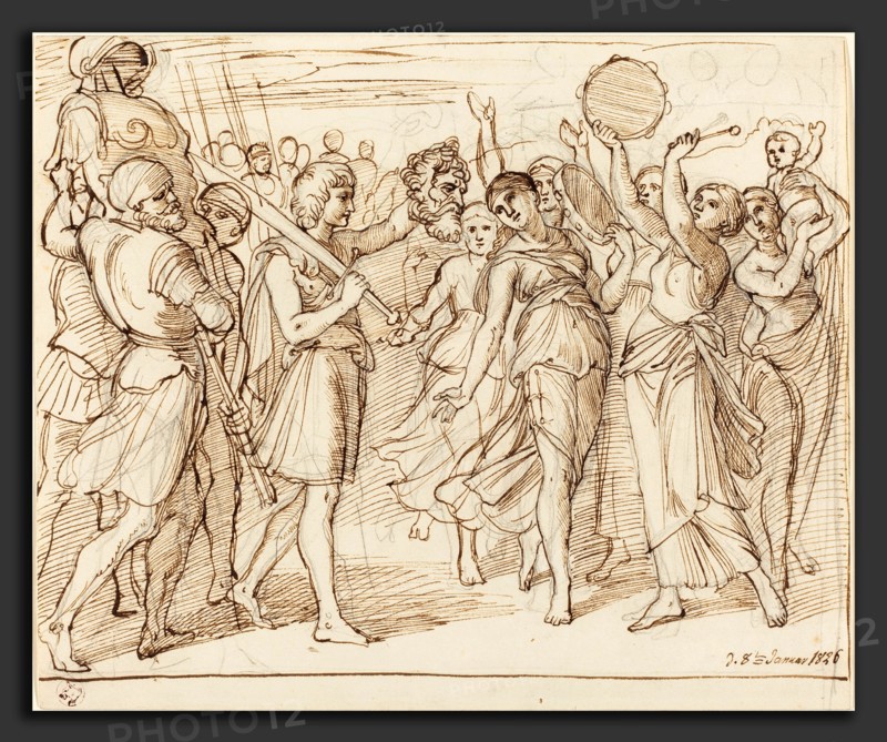 Julius Schnorr von Carolsfeld (German, 1794 - 1872), The Triumph of David, 1826, pen and brown ink over graphite on wove paper