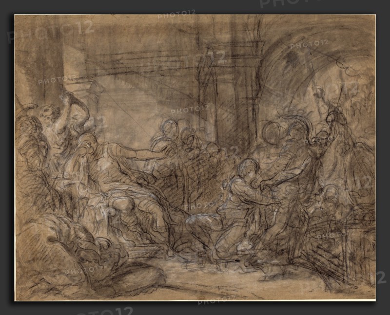 Gabriel FranÃ§ois Doyen (French, 1726 - 1806), Brutus Condemning His Sons to Death, c. 1760, black chalk and white chalk with stumping