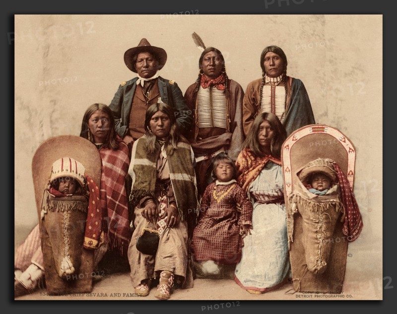 American 19th Century, Ute Chief Sevara and Family, 1899, America