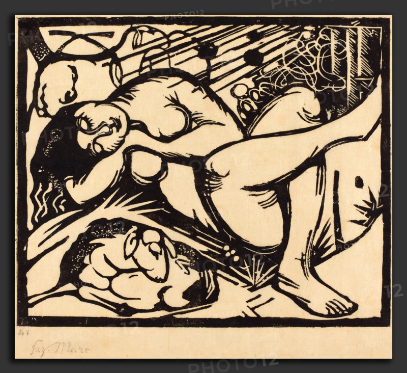 Franz Marc, Sleeping Shepherdess (Schlafende Hirtin), German, 1880 - 1916, 1912, woodcut