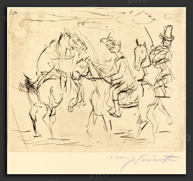 Lovis Corinth, Sunday Riders (Sonntagsreiter), German, 1858 - 1925, 1920, drypoint in black on laid paper
