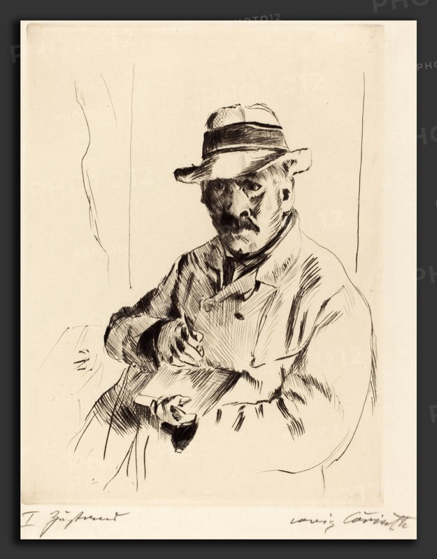 Lovis Corinth, Self-Portrait in a Straw Hat (Selbstbildnis im Strohhut), German, 1858 - 1925, 1913, drypoint