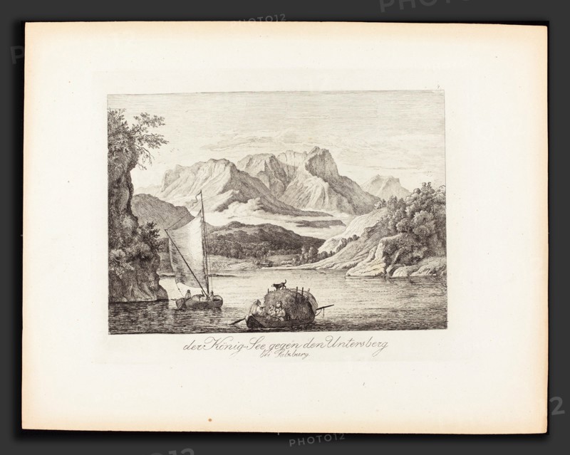 Ludwig Richter (German, 1803 - 1884), Der KÃ¶nig-See gegen den Untersberg bei Salzburg (KÃ¶nigsee toward the Untersberg near Salzburg), 1830, etching on wove paper