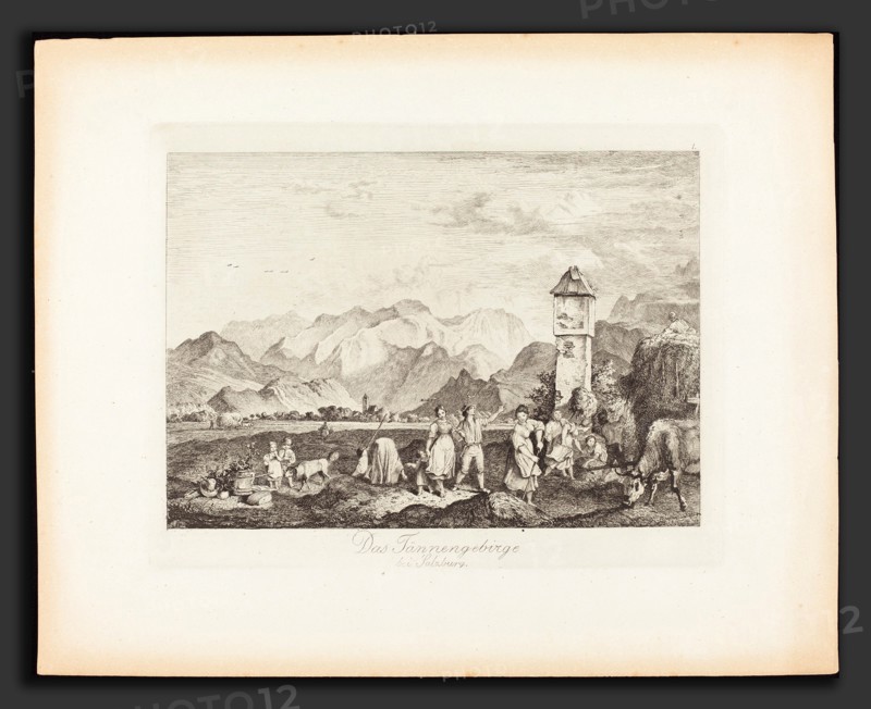 Ludwig Richter (German, 1803 - 1884), Das TÃ¤nnengebirge bei Salzburg (The TÃ¤nnengebirge near Salzburg), 1830, etching on wove paper
