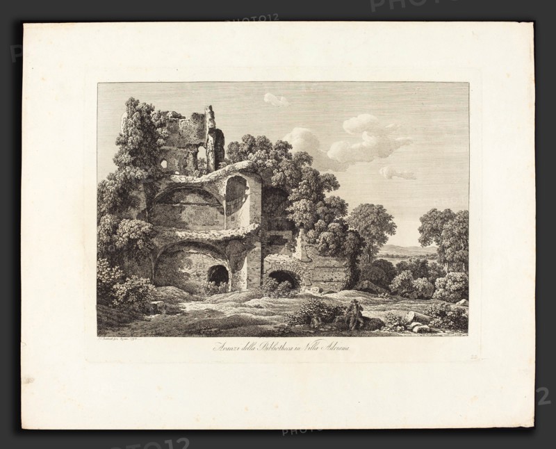 Johann Christian Reinhart (German, 1761 - 1847), Avanzi della Bibliotheca in Villa Adriana, 1798, etching on laid paper