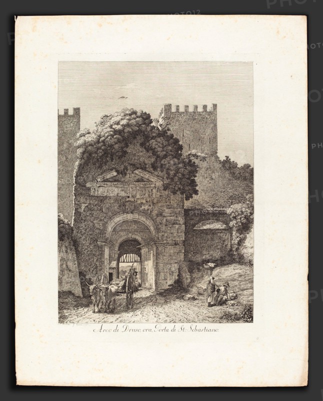 Jacob Wilhelm Mechau (German, 1745 - 1808), Arco di Druso, ora porta di San Sebastiano, 1794, etching on laid paper