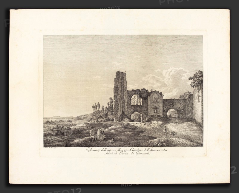 Jacob Wilhelm Mechau (German, 1745 - 1808), Avanzi dell'acqua Marzia, Claudia e dell'Aniene vecchio, 1793, etching on laid paper