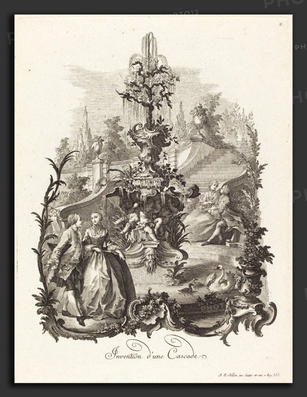Johann Esaias Nilson (German, 1721 - 1788), Invention d'une Cascade (Design for a Cascade), c. 1755-1760, etching and engraving on laid paper