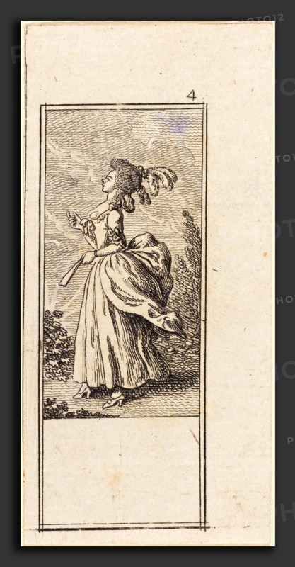 Daniel Nikolaus Chodowiecki (German, 1726 - 1801), Girl with Fan, Facing Left, 1784, etching