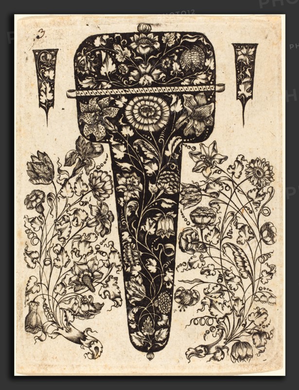 Johannes Hanias (German, active 1650-1654), Pendant Embellished with Flowers, engraving