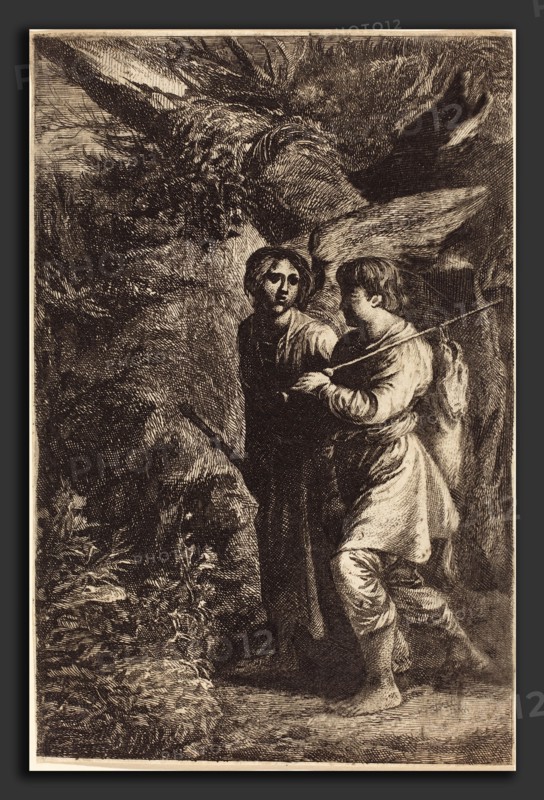 Adam Elsheimer (German, 1578 - 1610), Tobias and the Angel, etching