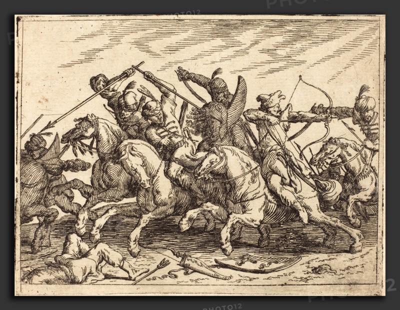 Johann Wilhelm Baur (German, 1607 - 1641), Capricci di varie battaglie, 1635, etching on laid paper