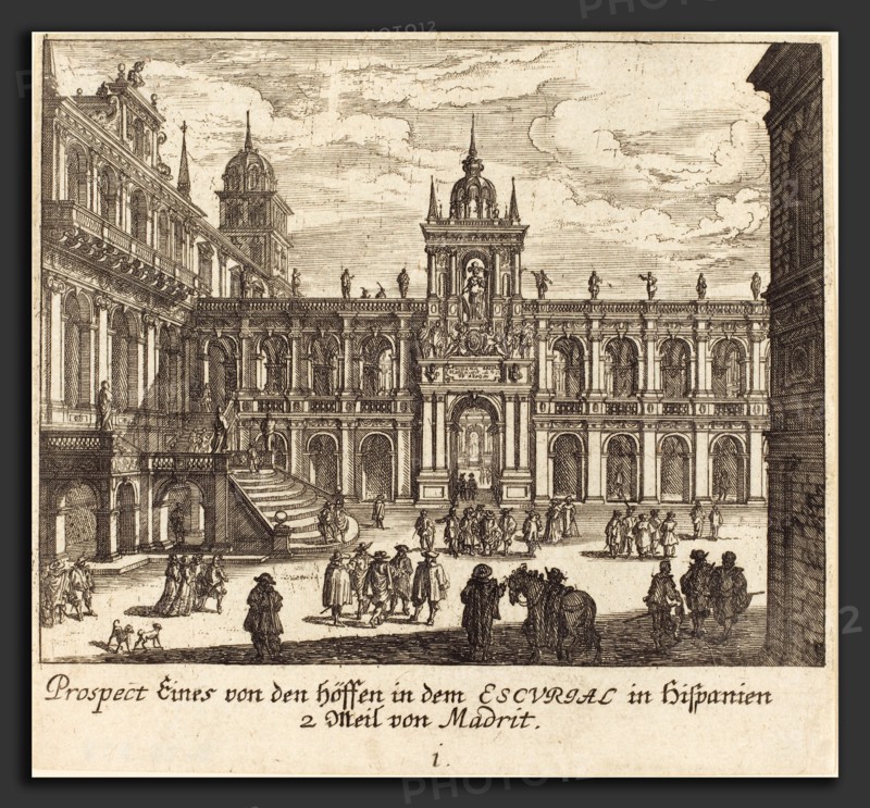 Melchior KÃ¼sel after Johann Wilhelm Baur (German, 1626 - 1683), Escorial, Spain, 1681, etching