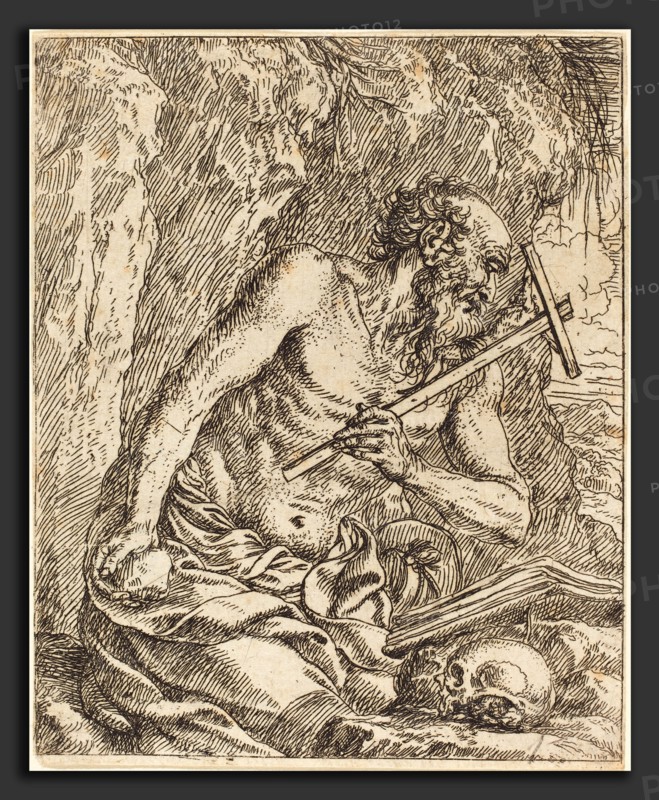 Jonas Umbach (German, c. 1624 - 1693), Saint Jerome Penitent, etching