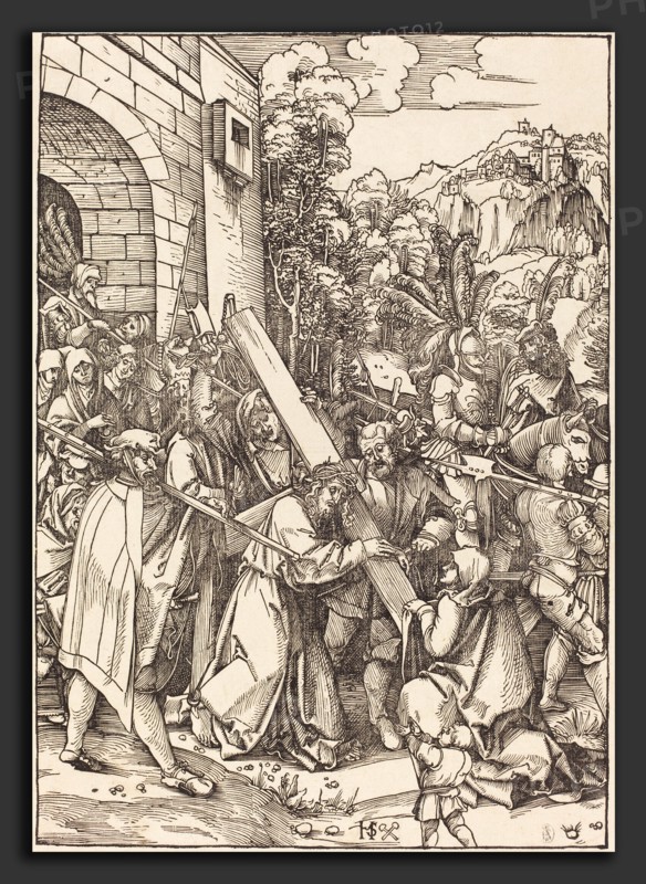 Hans Leonard SchÃ¤ufelein (German, c. 1480-1485 - 1538-1540), Christ Bearing the Cross, woodcut
