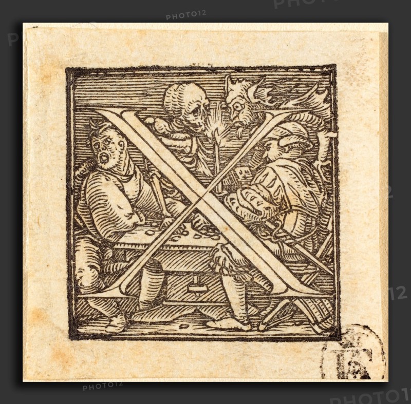Hans Holbein the Younger (German, 1497-1498 - 1543), Letter X, woodcut