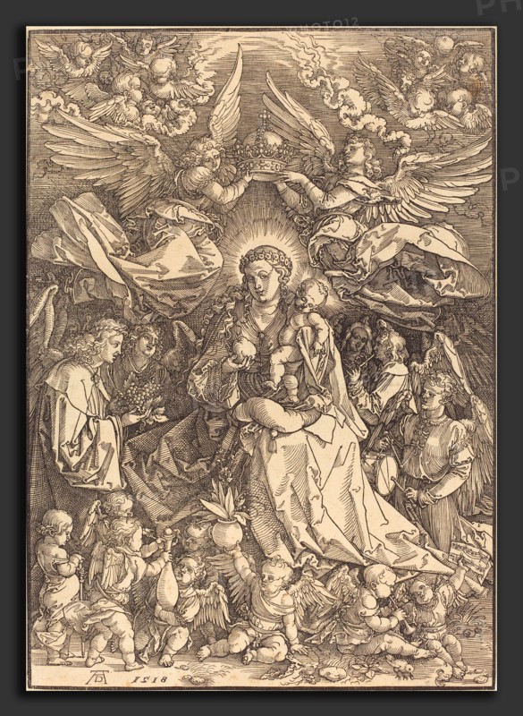 Albrecht DÃ¼rer (German, 1471 - 1528), The Virgin Surrounded by Many Angels, 1518, woodcut