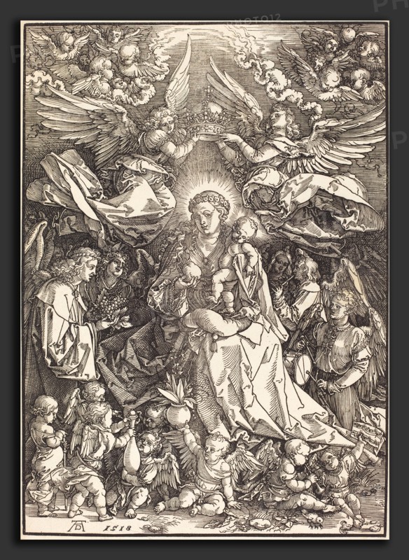 Albrecht DÃ¼rer (German, 1471 - 1528), The Virgin Surrounded by Many Angels, 1518, woodcut