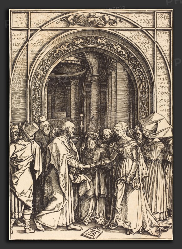 Albrecht DÃ¼rer (German, 1471 - 1528), The Betrothal of the Virgin, c. 1504-1505, woodcut