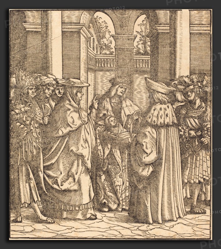 Hans Burgkmair I (German, 1473 - 1531), The Archbishop Blessing the Child after the Baptism, woodcut