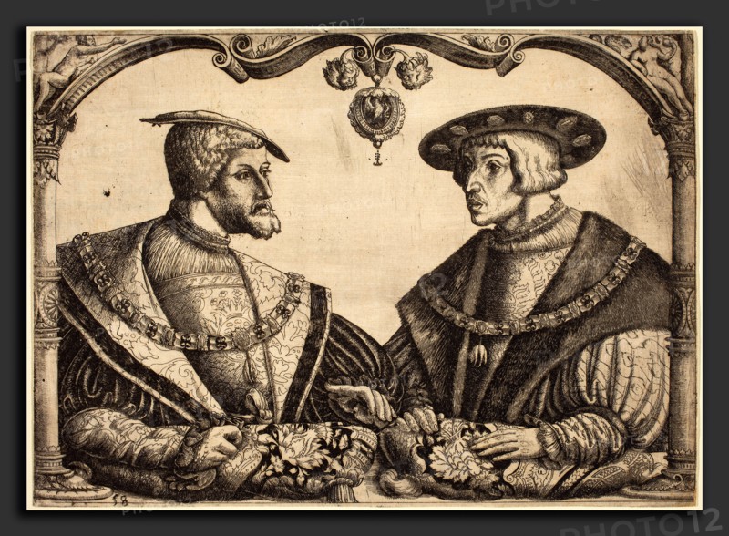 Christoph Bockstorfer (German, 1490 - 1553), Emperors Charles V and Ferdinand I, etching