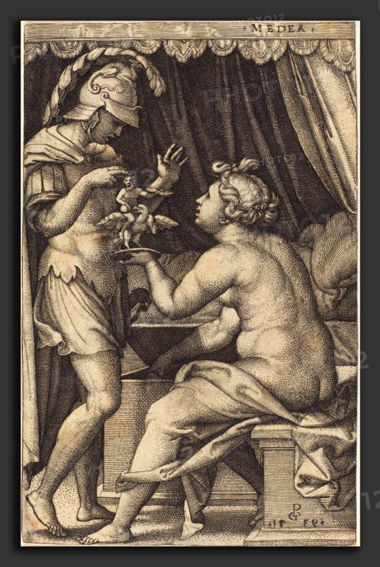 Georg Pencz (German, c. 1500 - 1550), Medea Returning the Penates to Jason, engraving