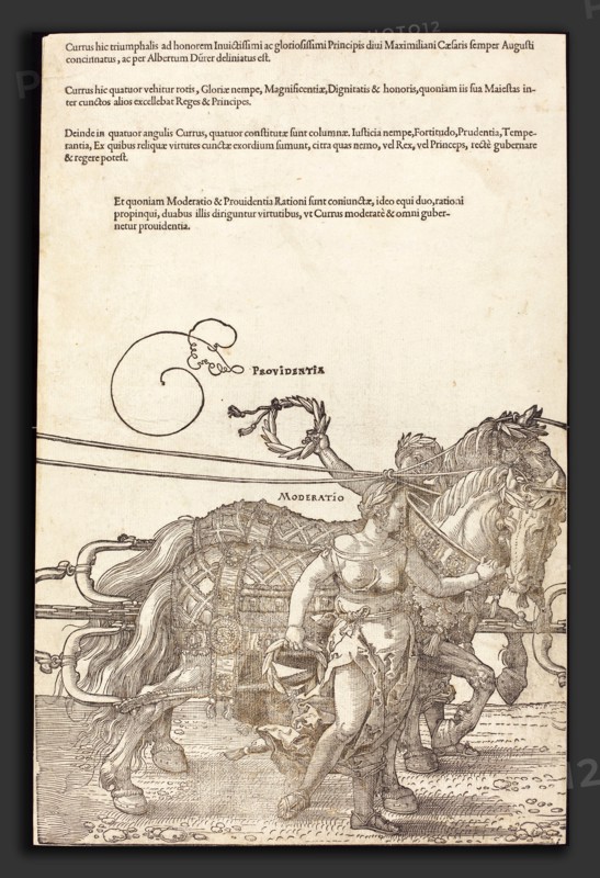 Albrecht DÃ¼rer (German, 1471 - 1528), The Triumphal Chariot of Maximilian I (The Great Triumphal Car) [plate 3 of 8], 1522, woodcut
