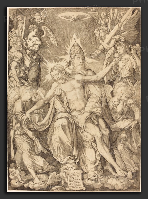 Johann Ladenspelder (German, 1512 - 1561 or after), The Holy Trinity, 1542, engraving