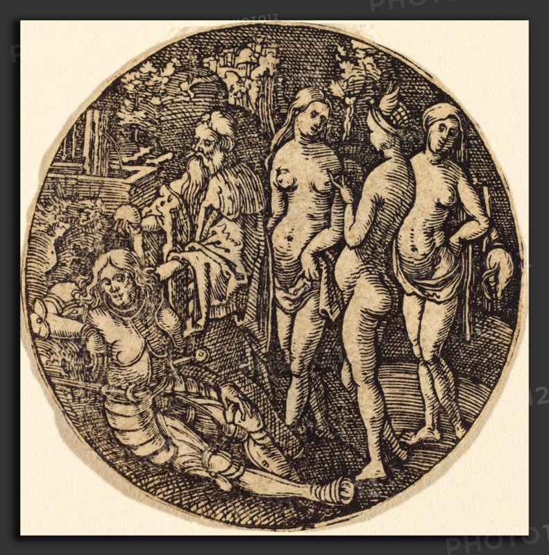 Attributed to Hans Springinklee (German, active 1512-1522), Judgment of Paris, woodcut