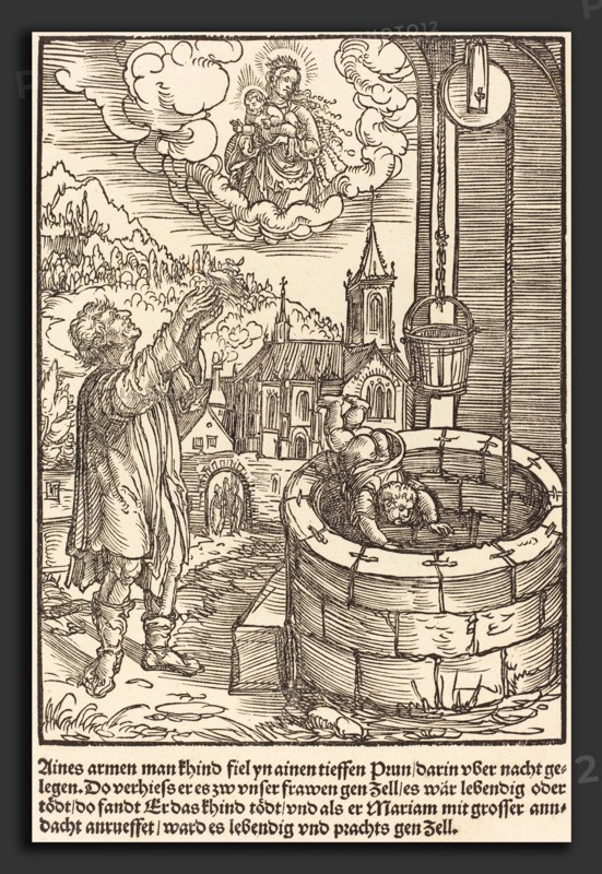 Master of the Miracles of Mariazell (German, active early 16th century), Aines armen man khind fiel, c. 1503, woodcut
