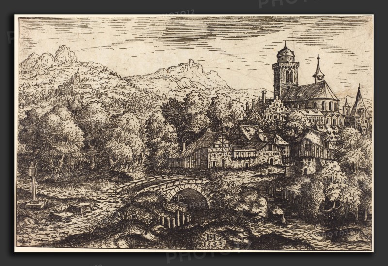 Hans Sebald Lautensack (German, 1524 - 1561-1566), Mountainous Landscape with a Village, 1553, etching