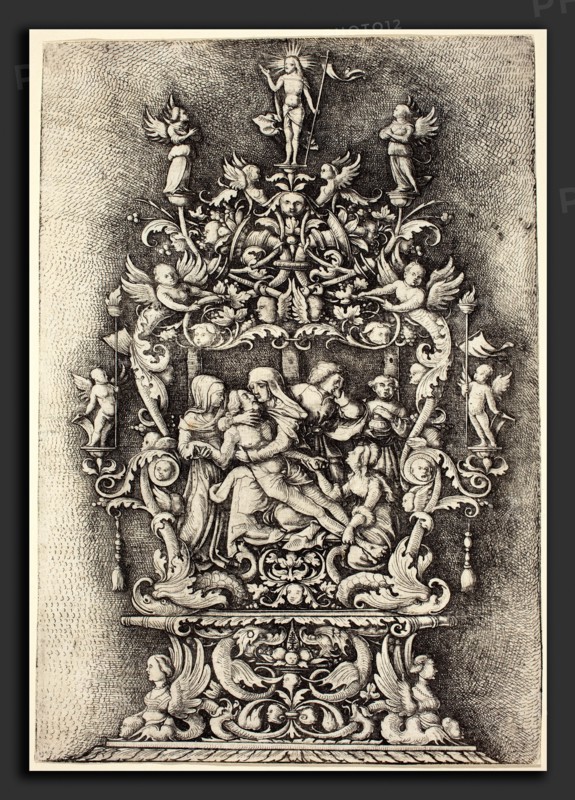 Daniel Hopfer I (German, c. 1470 - 1536), Reliquary with PietÃ , etching (iron)