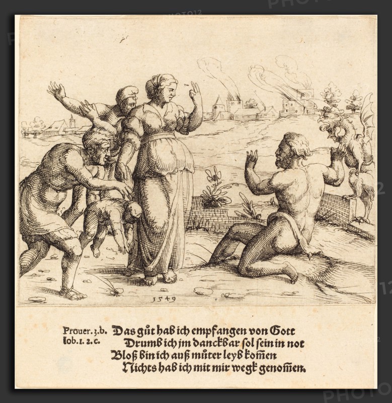 Augustin Hirschvogel (German, 1503 - 1553), Job Learns of His Misfortunes, 1549, etching
