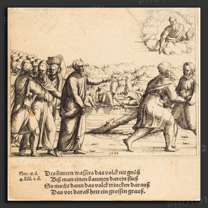 Augustin Hirschvogel (German, 1503 - 1553), The Lord Sweetens the Waters of Marah, 1548, etching