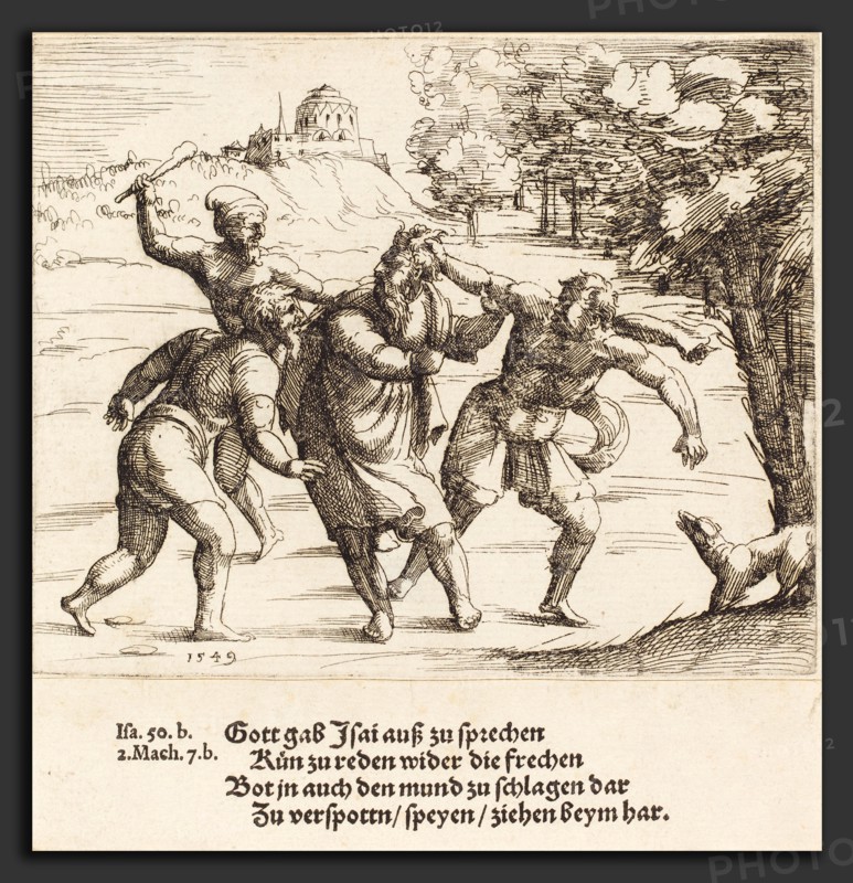 Augustin Hirschvogel (German, 1503 - 1553), Isaiah Accepts Mockery because of His Faith, 1549, etching