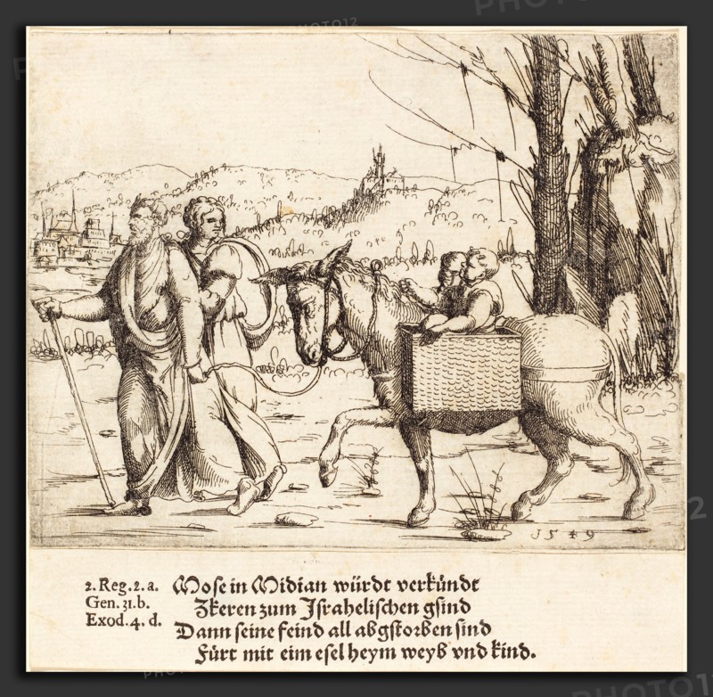 Augustin Hirschvogel (German, 1503 - 1553), Moses Returns to Egypt from Midian, 1549, etching