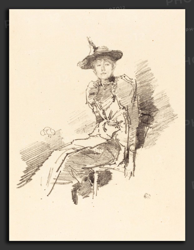 James McNeill Whistler (American, 1834 - 1903), The Winged Hat, 1890, lithograph on cream laid paper