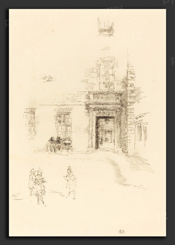James McNeill Whistler (American, 1834 - 1903), Courtyard, Chelsea Hospital, 1888, lithograph on cream wove paper