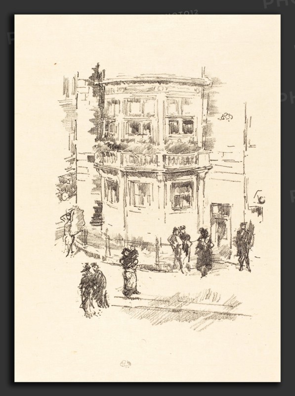 James McNeill Whistler (American, 1834 - 1903), The Manager's Window, Gaiety Theatre, 1896, lithograph in black on cream Japanese paper