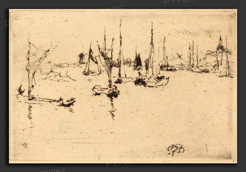 James McNeill Whistler (American, 1834 - 1903), Boats, Dordrecht, 1884, etching