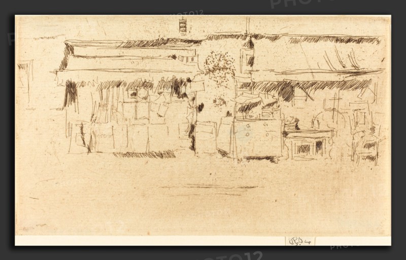 James McNeill Whistler (American, 1834 - 1903), Furniture-Shop, c. 1887, etching and drypoint