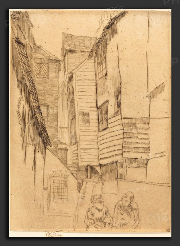 James McNeill Whistler (American, 1834 - 1903), Little Smithfield, c. 1877, etching in brown