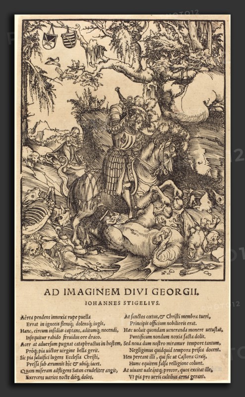 Lucas Cranach the Elder (German, 1472 - 1553), Saint George and the Dragon, woodcut