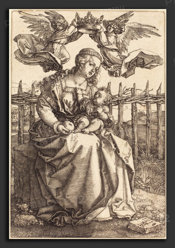 Albrecht DÃ¼rer (German, 1471 - 1528), The Virgin and Child Crowned by Two Angels, 1518, engraving