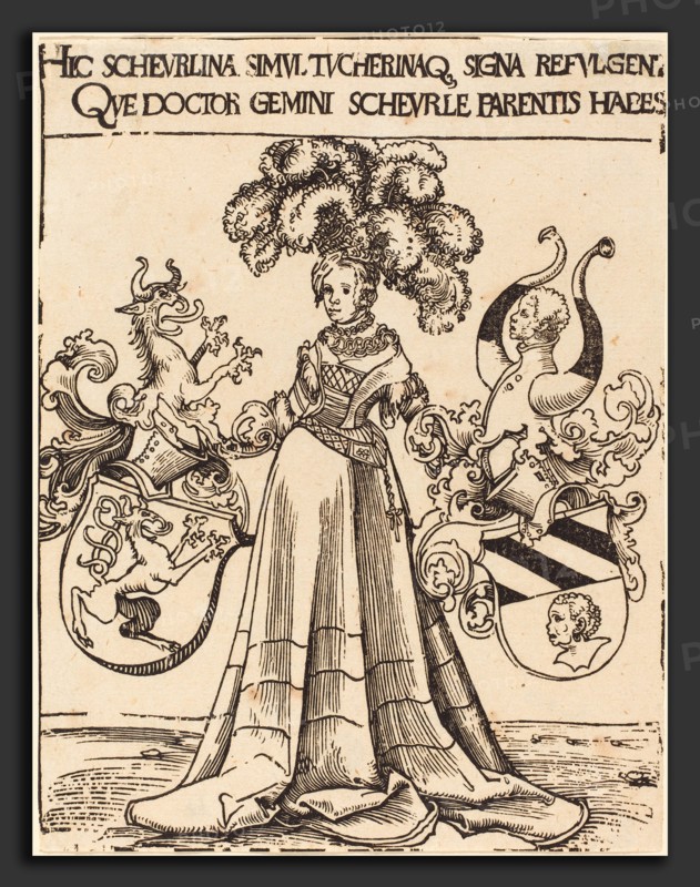 Lucas Cranach the Elder (German, 1472 - 1553), Bookplate of Scheurl and Tucher, woodcut